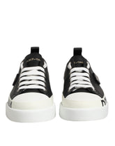 Dolce & Gabbana Black White Leather Low Top Sneakers Shoes